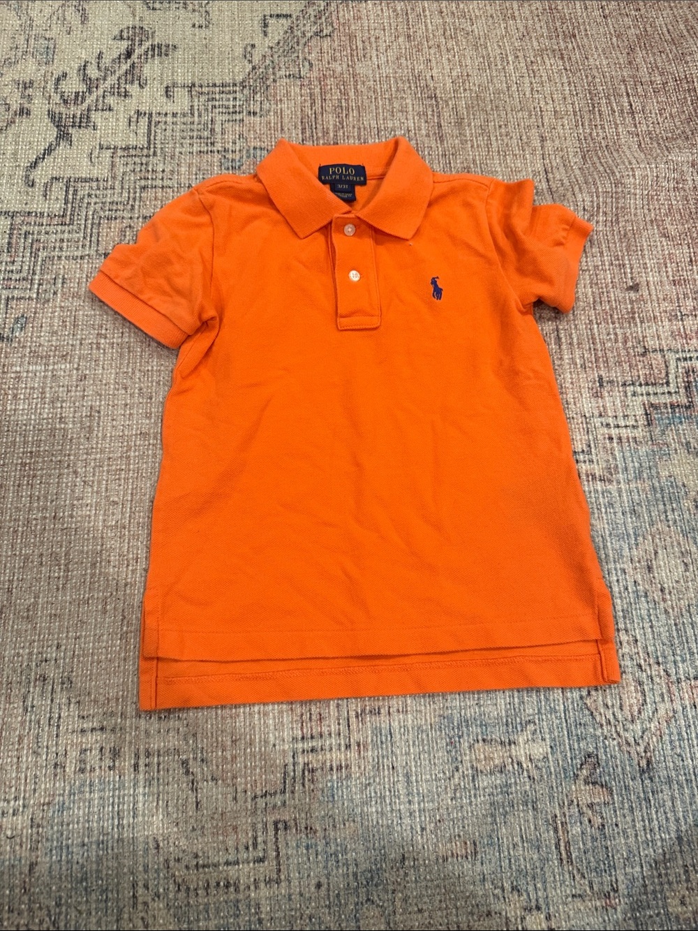 Ralph Lauren Bright Orange Boys Polo with Navy Pony